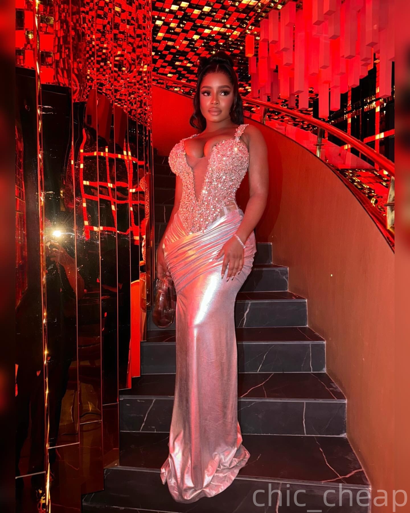 Silver Mermaid Plus Size Prom Dresses 2025 Satin Beaded Crystals Spaghetti Evening Formal Party Second Birthday Engagement Gowns Dress For Special Occ