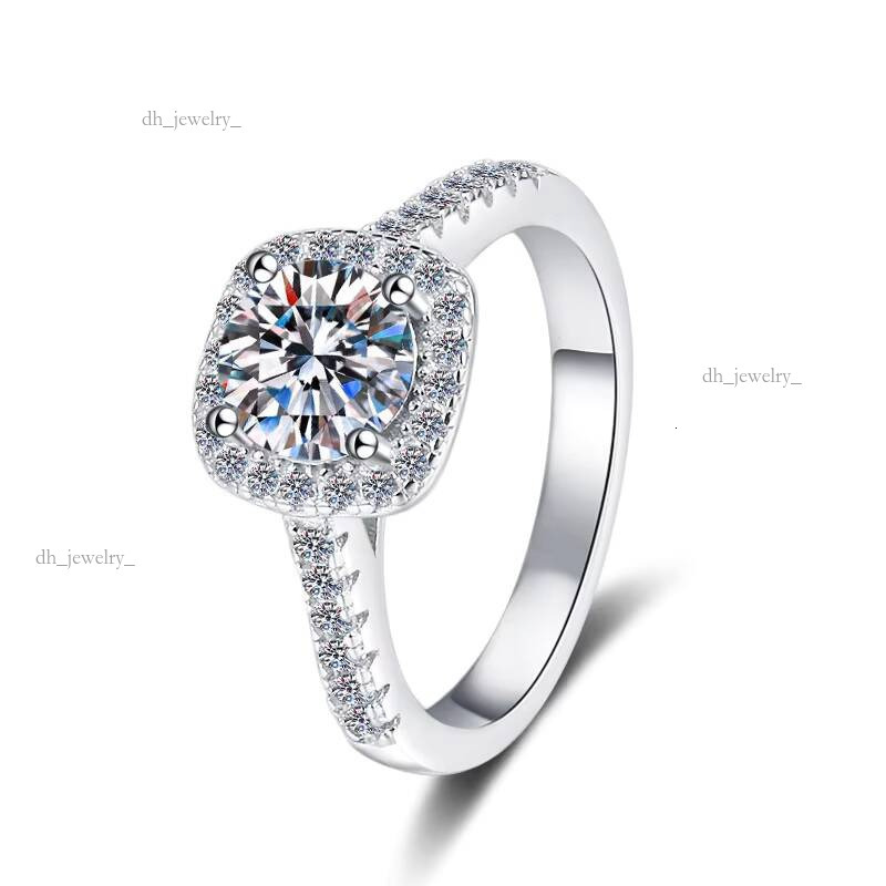 1Ct Moissanite Wedding Dia Rings Sier Eternity Jewelry Elegant Women's Ring
