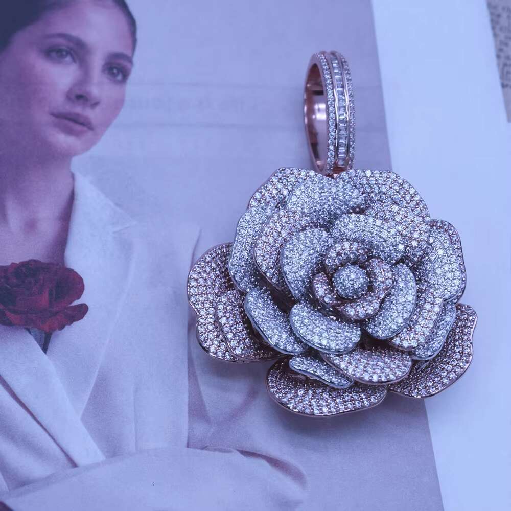 Sier silica high-quality men's freezer flourishing rose pendant boutique jewelry