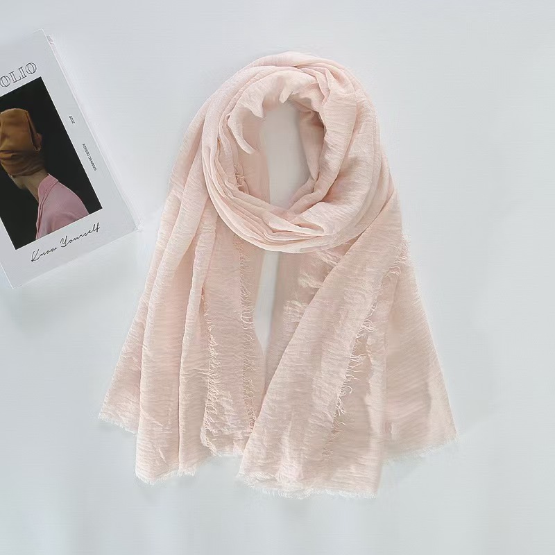 T678 solid color encrypted cotton and linen scarf ladies silk scarf shawl long scarf