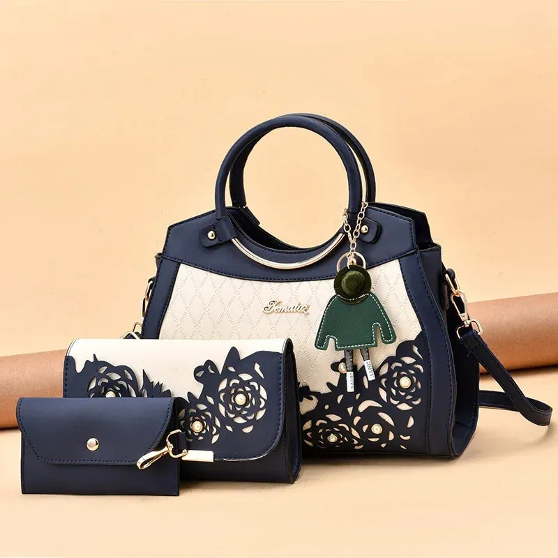 Fashion Bag - Women's Designer Bags, Hollow Out Ombre Handbag, Floral Print Shoulder Bag, PU Leather Casual Tote New Free Delivery Designer Bag