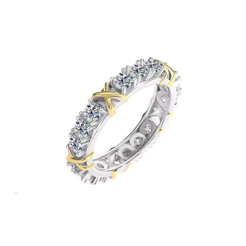 Dropshipping Customized Jewelry White Dia Stone 2mm/4mm Moissanite Engagement Eternity Band Rings for Women