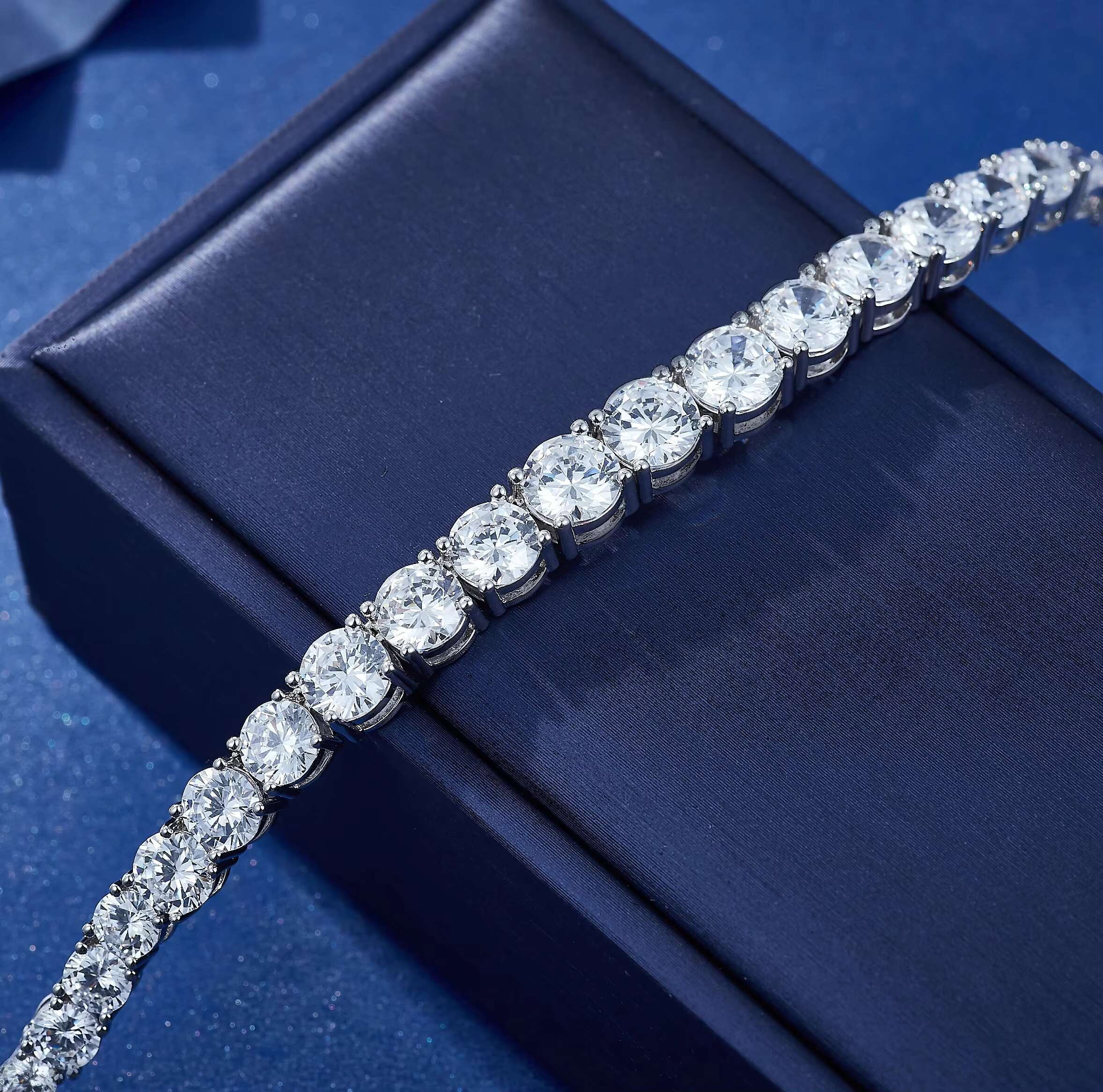 Tennis Necklace Claw Setting Cubic Zirconia Rose Gold Plating Copper Rhodium Colors Women Chain