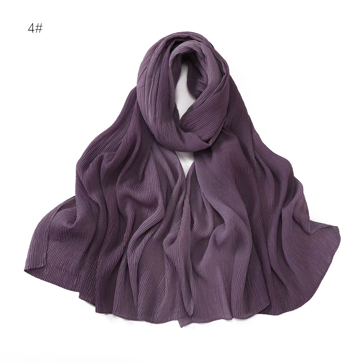 T683 two-color textured pleated scarf transition gradient color wrinkled silk scarf headscarf sunscreen travel beach towel shawl