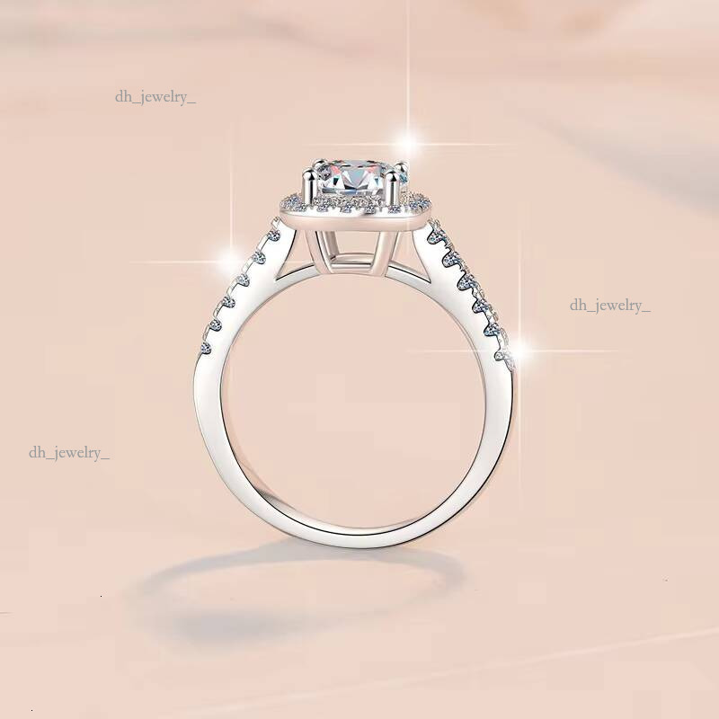 1Ct Moissanite Wedding Dia Rings Sier Eternity Jewelry Elegant Women's Ring