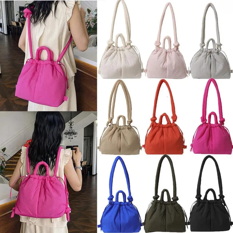 Korean Shoulder Bag - Solid Nylon Knotted Strap Tote Backpack, Large Capacity Casual Portable Crossbody New Free Delivery Designer Bag