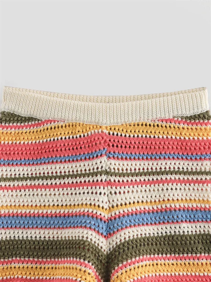 Kar Otza Autumn womens clothing with French style n fashionable and versatile casual striped crochet shorts 250506Z