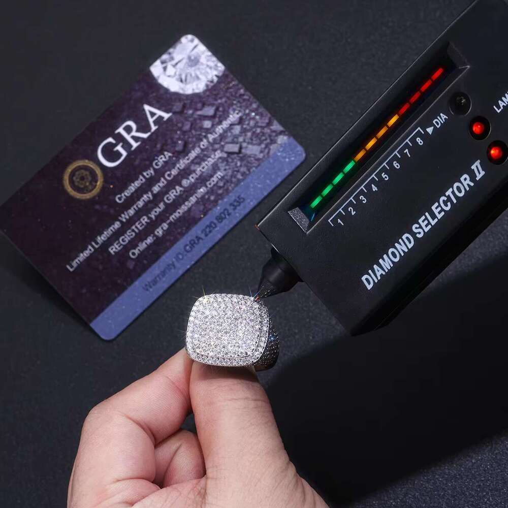 Zanlong 15350 Hip Hop Jewelry Pure Silver VVS Carbon Silica Iced Micro Lay Men's Diamond Ring