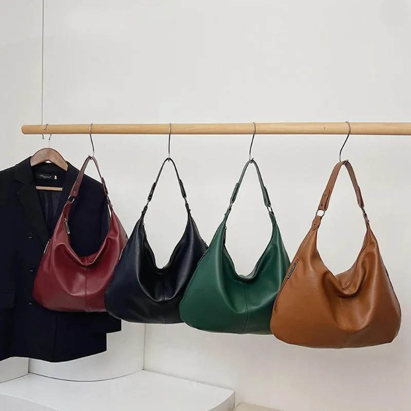 PU Handbags Shoulder Bags: Stylish Large Capacity Soft Slouchy Tote Trendy Handbag New Free Delivery Designer Bag