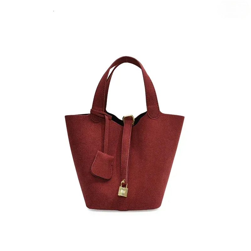 Drawstring Bucket Bag For Women - Frosted Casual Handbag With Red Wedding Design New Free Delivery Designer Bag