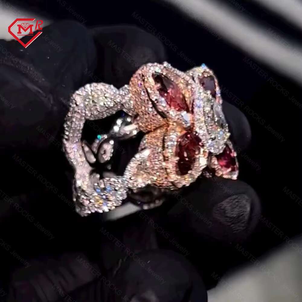 Hiphop flower made of pure silver and chilled. Tested silica ring