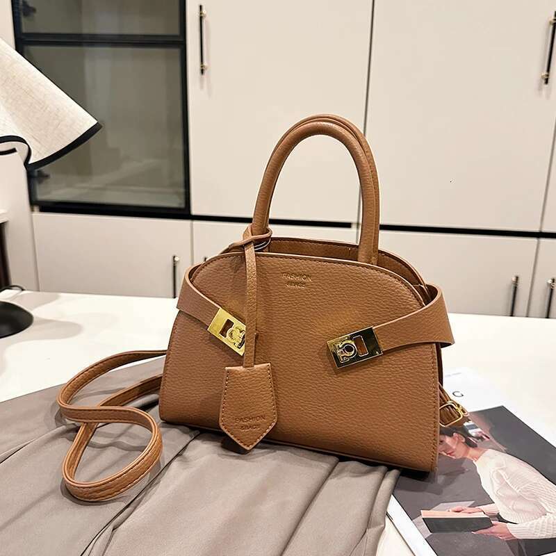 Solid Color Leather Shopper Tote Elegant Crossbody Bag Paris Fashion Inspired Minimalist Women Purse