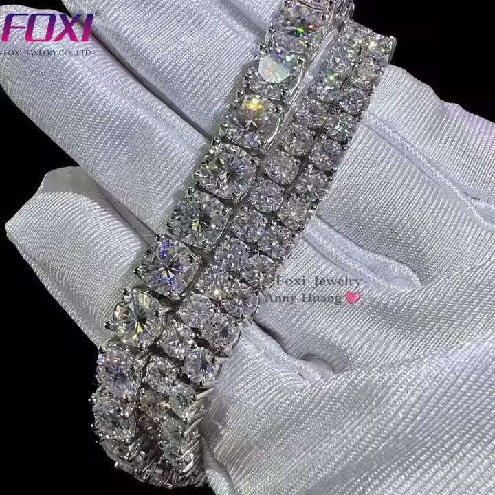 Hip Hop Jewelry Bling Iced Out VVS Moissanite 4mm Tennis Bracelet Best Selling 925 Silver Moissanite Tennis Link Bracelet Women
