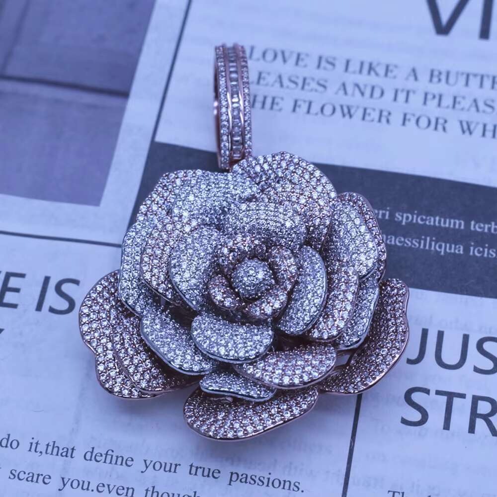 Sier silica high-quality men's freezer flourishing rose pendant boutique jewelry