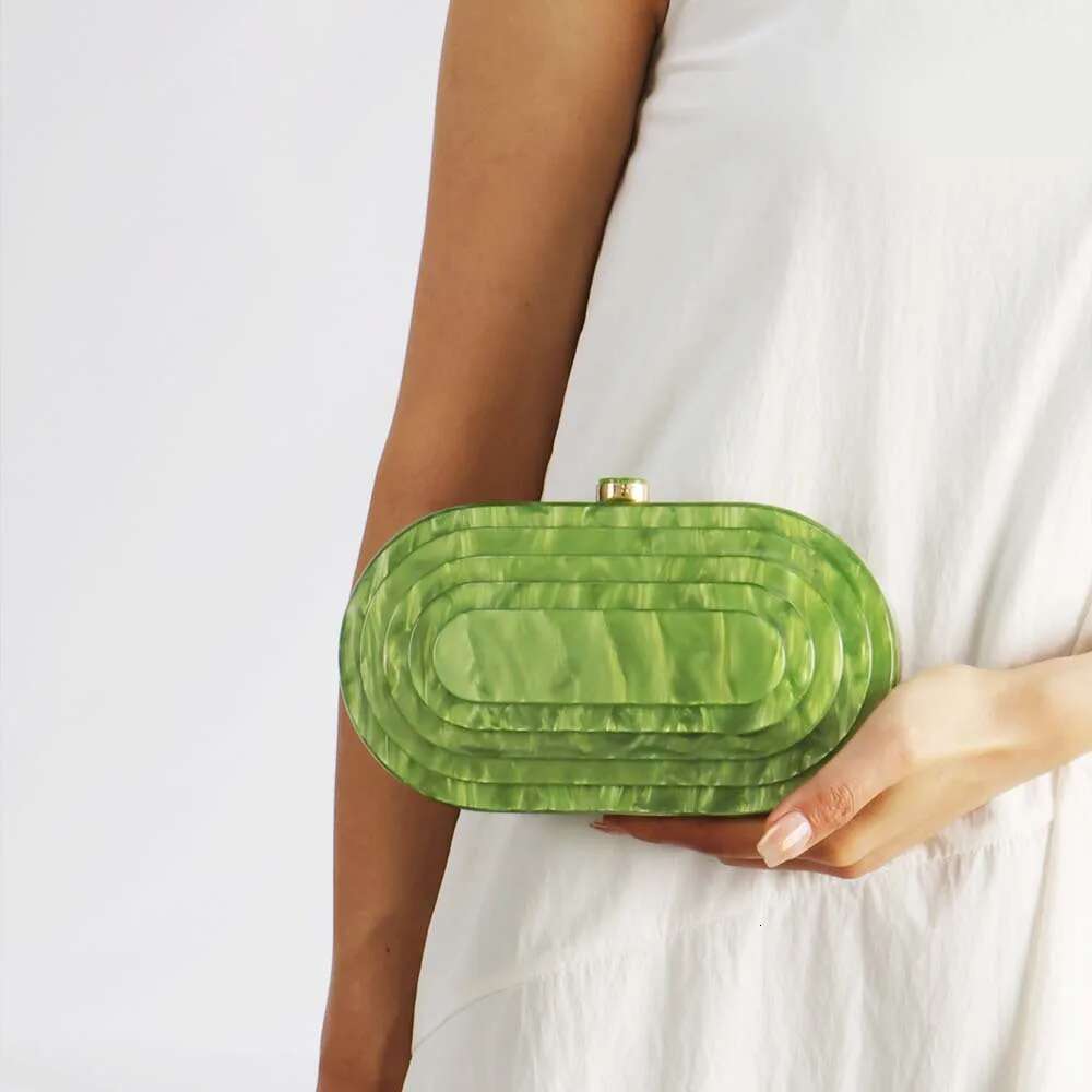 2025 Green Box Bag Mini Phone Women Acrylic Clutch Shoulder Brand Handbags Marble Evening Purse Wedding Tail Beach