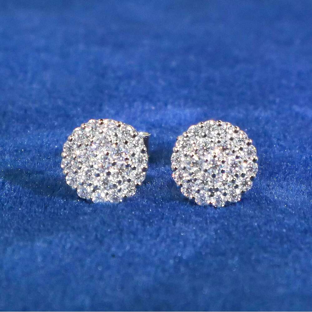 Hip hop jewelry S sier chilled screw back 1CT silica earrings