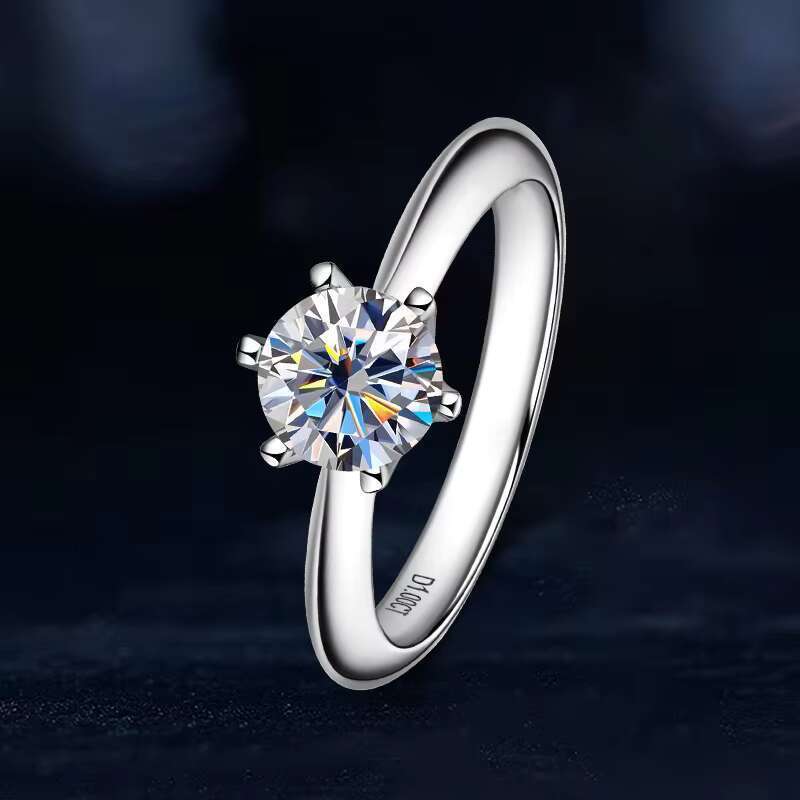 Classic chilled VVS1 D color 3CT Karate diatomaceous earth S pure silver gold-plated jewelry six claw wedding ring