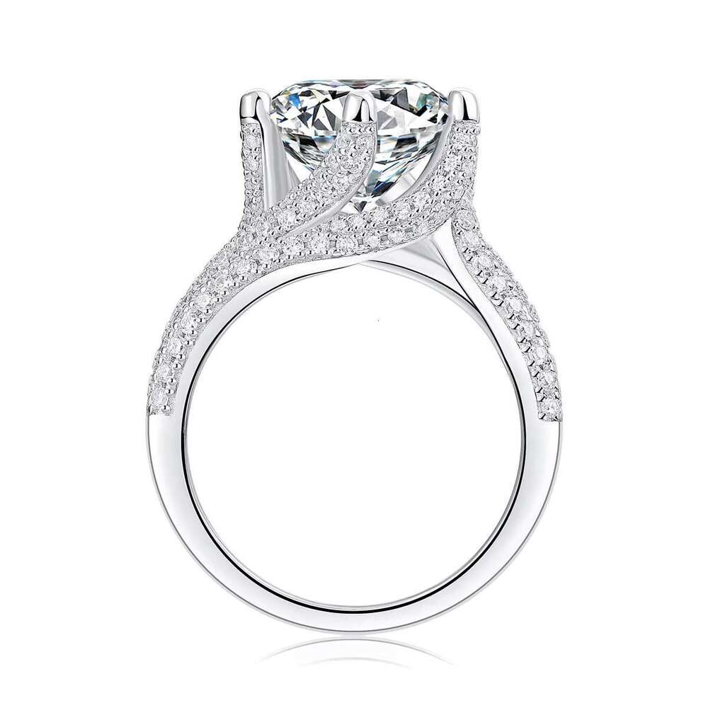 Silver plate, platinum long stick, bread, moissanite, dragon, wedding engagement ring for women