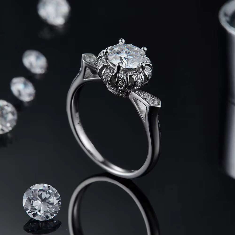 RINNTIN SMR70 D-E VVS Jewelry Set Pure Silver Wedding Silica Ring