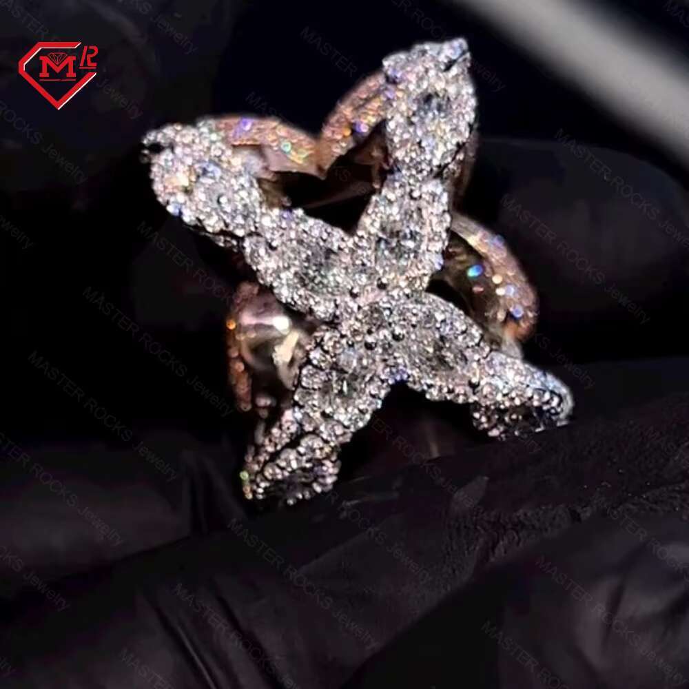 Hiphop flower made of pure silver and chilled. Tested silica ring