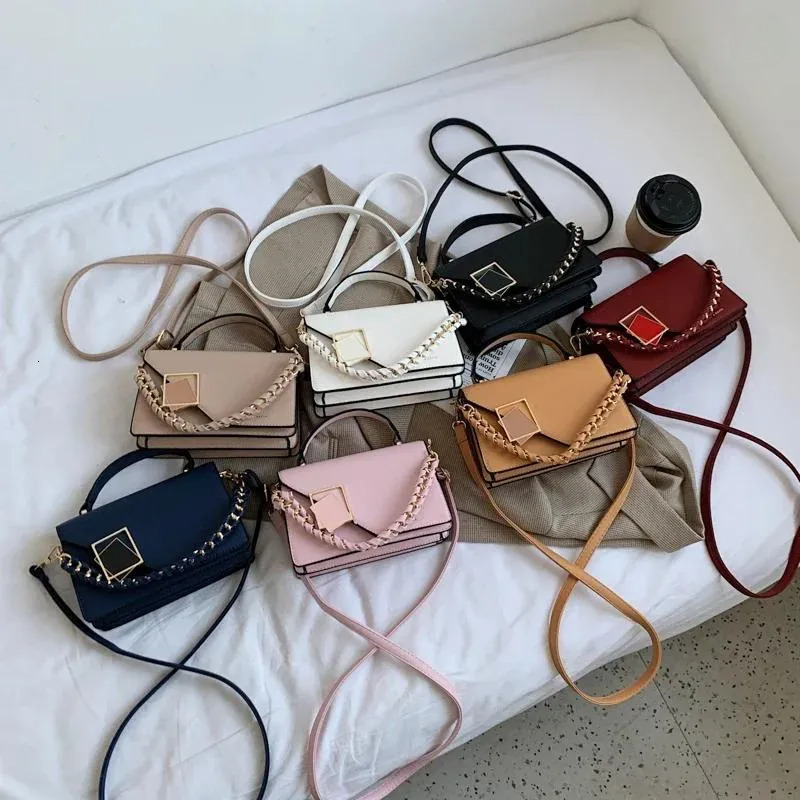 Square Shoulder Bag For Women Solid Leather Crossbody With Chain Strap | Designer Handbag Purse New Free Delivery Designer Bag