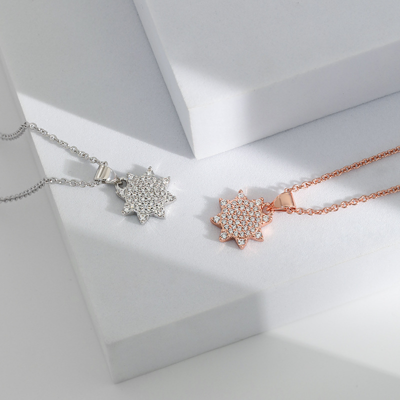 Octagonal Star Meteor Necklace | Simple Diamond-Encrusted Comet Sunflower Pendant | Fashion Jewelry for Women