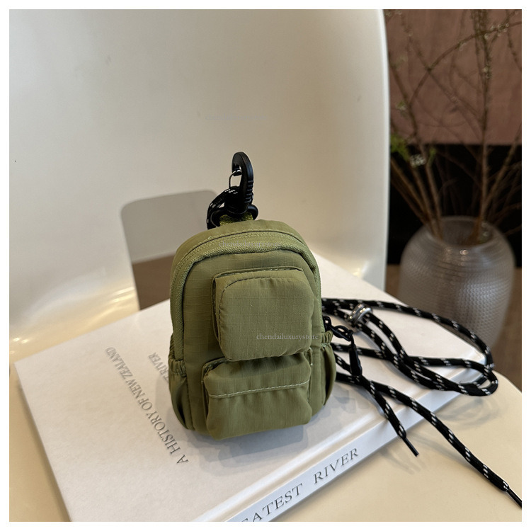 Designer pendant mini small square bag nylon waterproof women's multi pocket headphone bag minimalist solid color zipper crossbody bag coin pocke