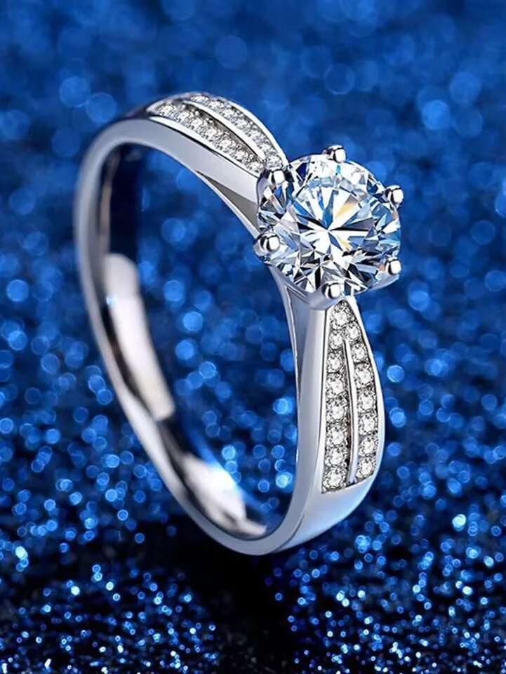 New Trend Pure Silver 1.13ct VVS Women's Main Stone 6.5mm Silica Wedding Ring