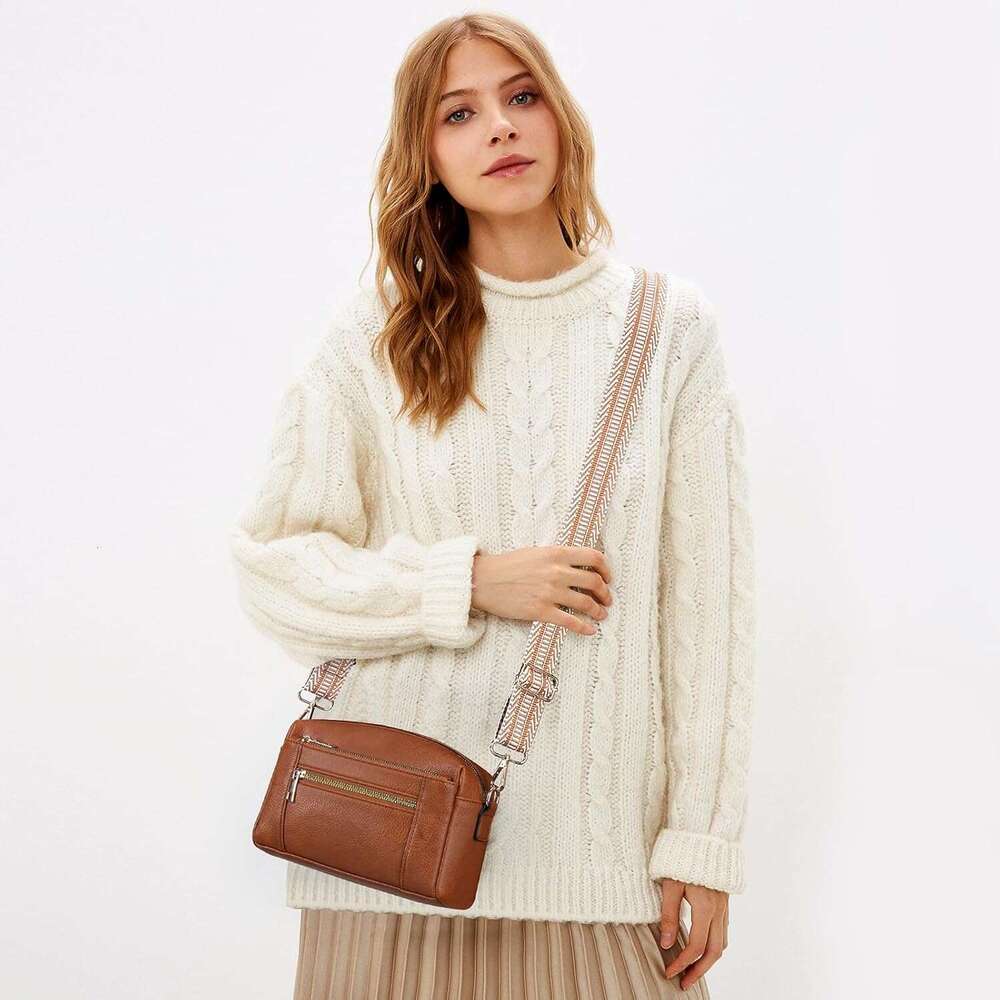 Crossbody Bags Women Small Leather Shoulder Handbag with Adjustable Wide Strap Lightweight Cross Body Bag for Ladies Girls Travel Shopping Work Daily