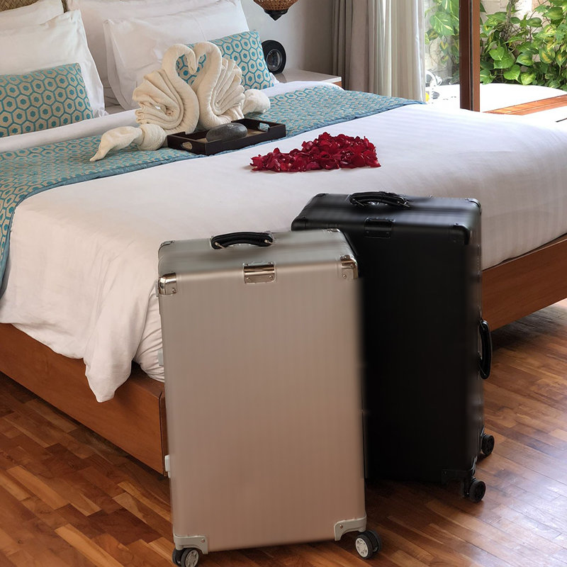 Multi-colour designer luggage women metal universal wheel large capacity trolley case silver/black fashion luxury boarding box men
