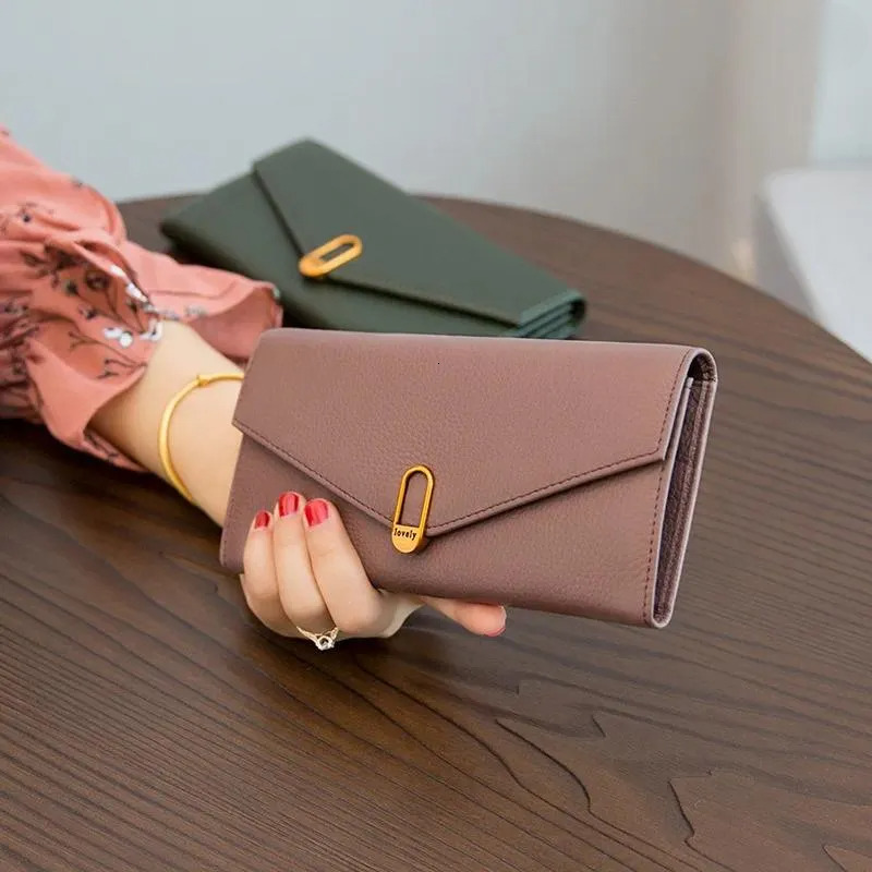Elegant Long Ladies - Thin Wallet For Women In Genuine Leather With Versatile Change And Phone Case New Free Delivery Designer Bag