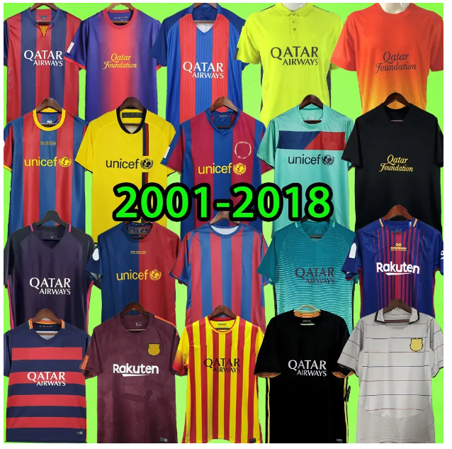 Barcelone Retro Soccer Jerseys RONALDINHO A.INIESTA 01 02 03 04 05 06 07 08 09 10 11 12 13 14 15 16 17 18 19 vintage football shirt T 2003 2004 2005 2006 2007 2008 2009 2010 8888