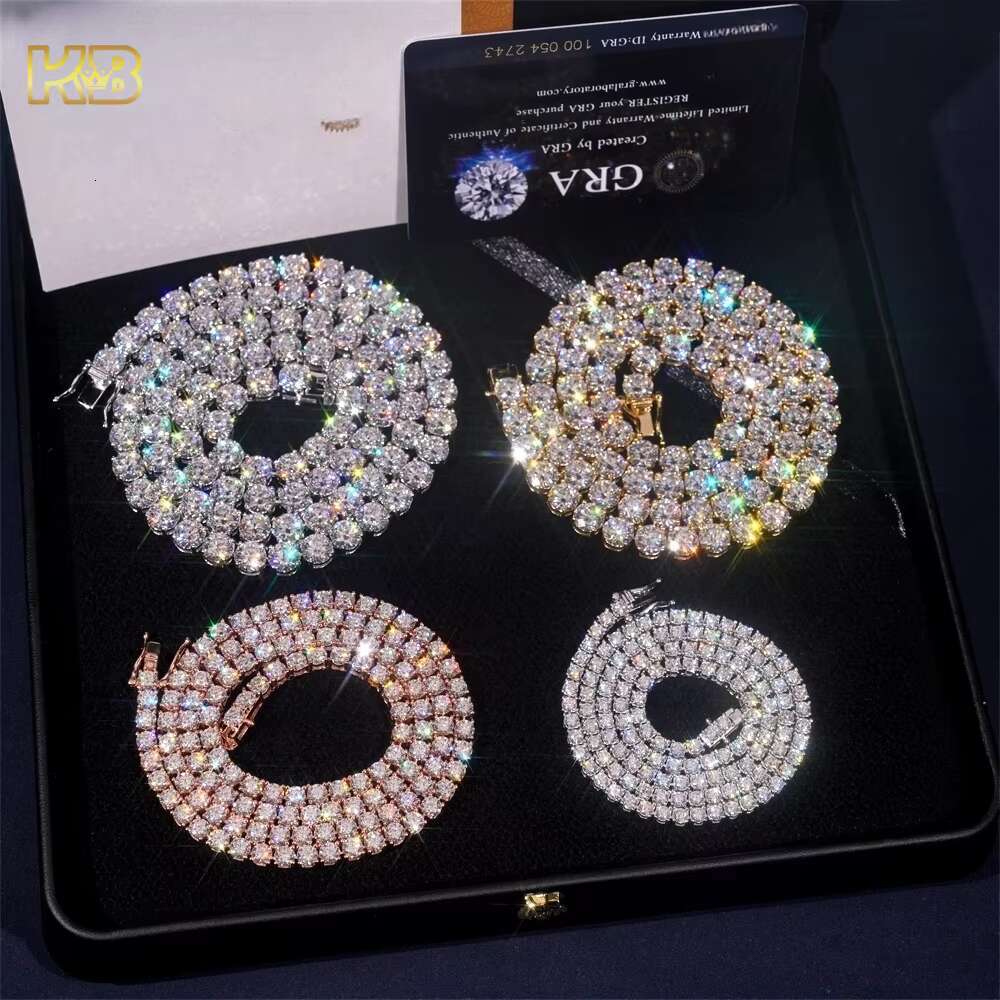 Iced Out Hip Hop 925 Silver VVS1 Diamond Custom Jewellery Necklace Bracelet Moissanite Tennis Chain for Man and Woman