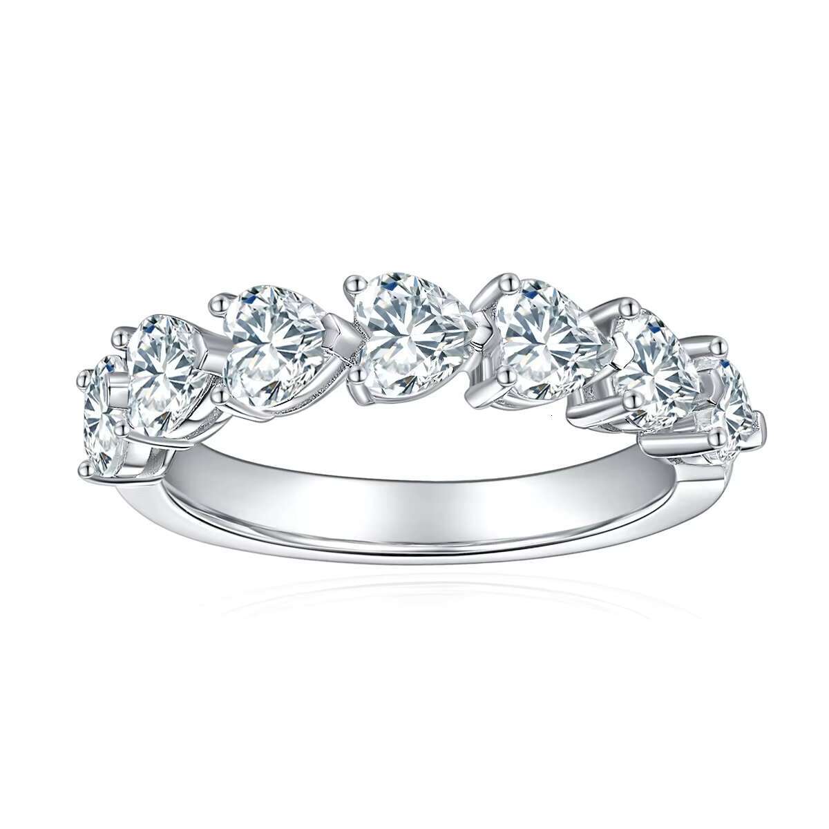 Wholesale Price Christmas Mossanite D VVS1 S Sier Heart Half Full Dia Eternity Ring Moissanite Rings