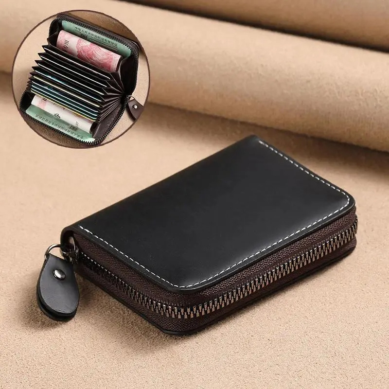 Mens Wallets - Soft Leather Large Capacity Wallet With Zipper Coin Purse New Free Delivery Designer Bag