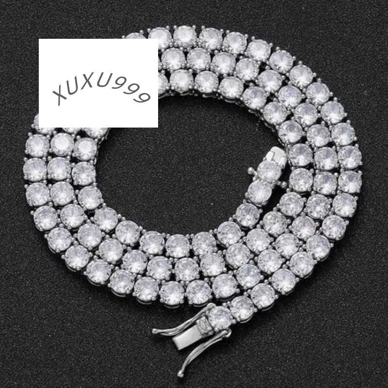 5mm Tennis Necklace Hiphop Gold Plated 925 Sterling Silver VVS Iced Out Moissanite Tennis Chain