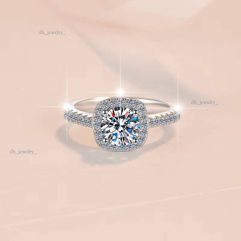 1Ct Moissanite Wedding Dia Rings Sier Eternity Jewelry Elegant Women's Ring