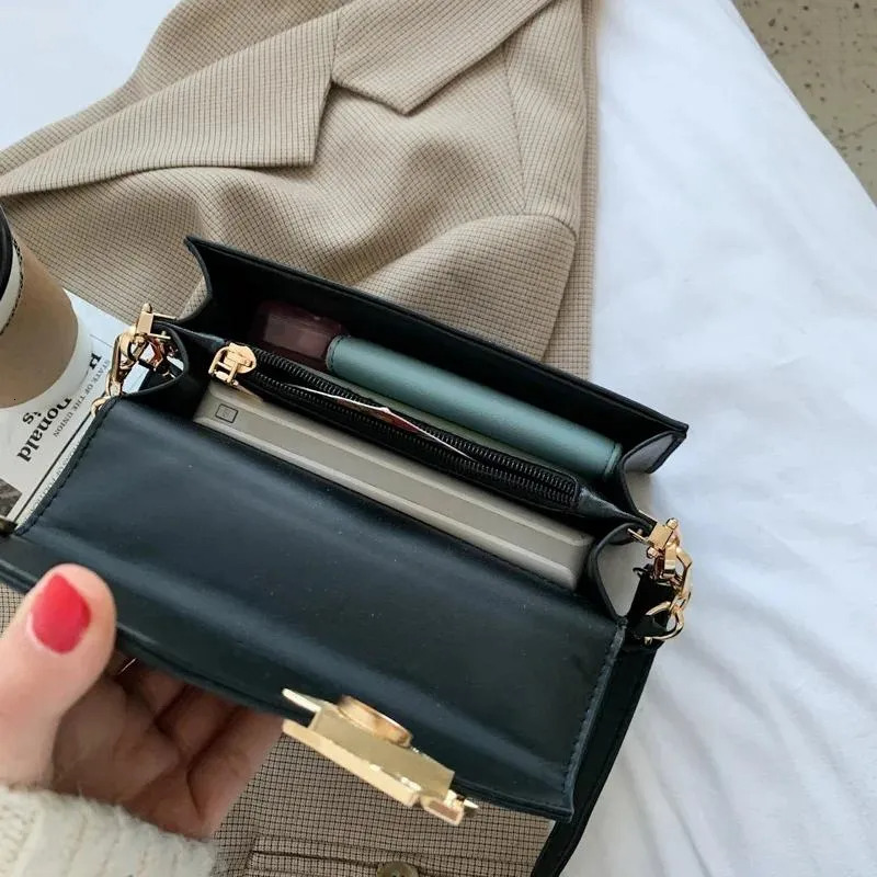 Square Shoulder Bag For Women Solid Leather Crossbody With Chain Strap | Designer Handbag Purse New Free Delivery Designer Bag