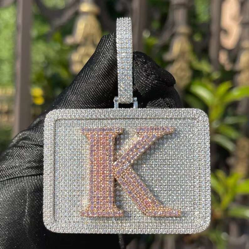 Hip Hop Style Two Tone Moissanite Letter Pendant 925 Silver Diamond Pendant Rose Gold Plated K Letter Pendant for Men Women