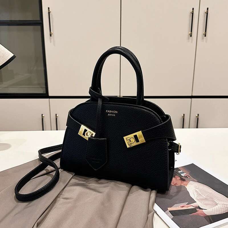 Solid Color Leather Shopper Tote Elegant Crossbody Bag Paris Fashion Inspired Minimalist Women Purse