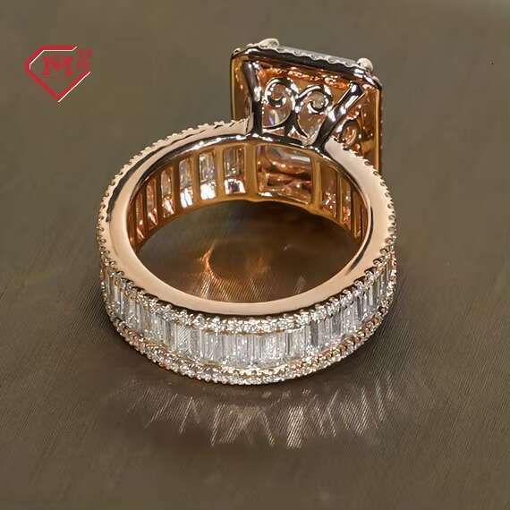 Emerald Cutting Weed Luxury Vvs Iced 14k Gold Silica Ring