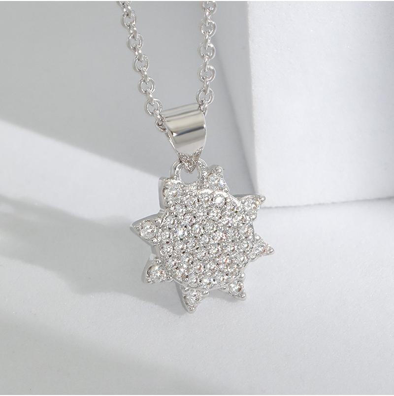 Octagonal Star Meteor Necklace | Simple Diamond-Encrusted Comet Sunflower Pendant | Fashion Jewelry for Women