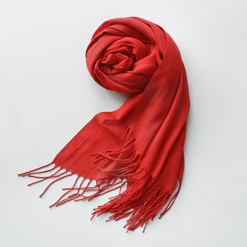 K682 Pure color bamboo scarf for women New 130g imitation cotton and linen single color tassel warm gauze scarf shawl travel gift