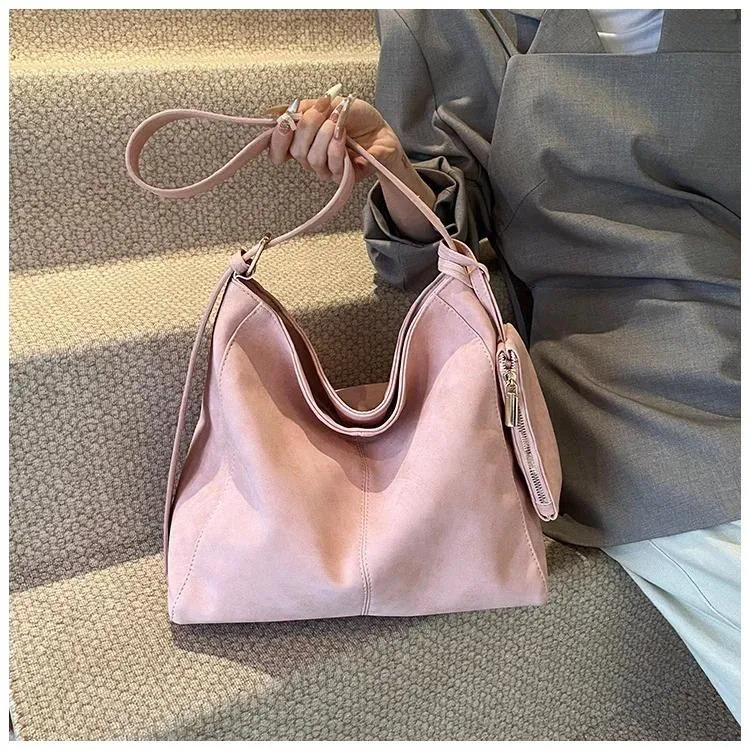 Zip Shoulder Bag - Solid Color Lightweight Tote With Secure Zipper Sewing Thread Accents, And Adjustable Crossbody Strap For Everyday New Free Deliver