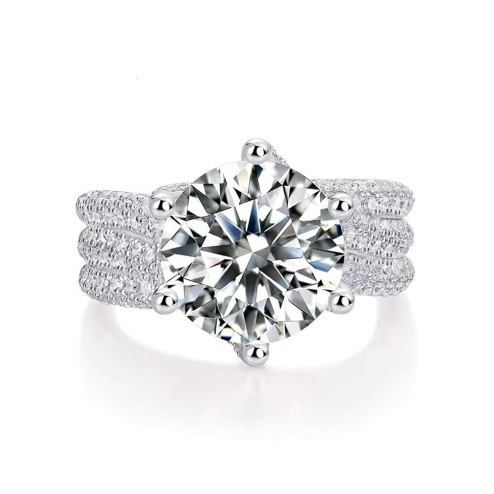 Silver plate, platinum long stick, bread, moissanite, dragon, wedding engagement ring for women