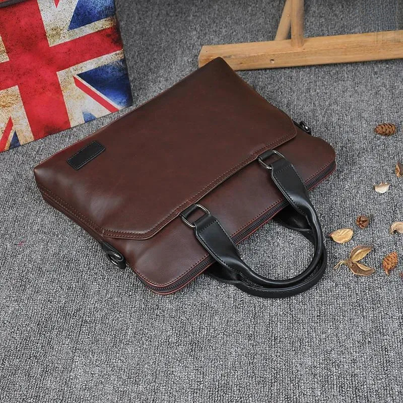Briefcase For Men - Premium PU Leather Executive Laptop Office Bag, Vintage Handbag Tote Messenger Business Document Bag New Free Delivery Designer Ba