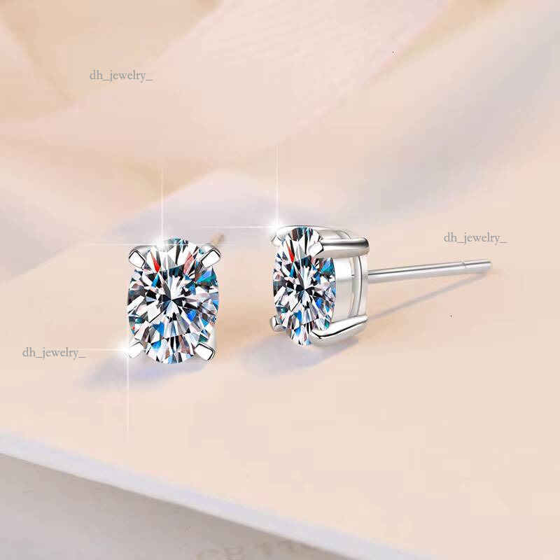 Fine Jewelry Women's Minimalist 0.5Ct/1Ct/2ct Oval Cut Dia S Sterling Sier VVs1 Moissanite Earrings