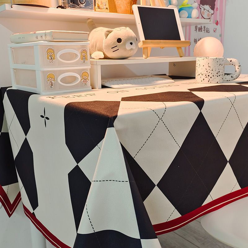 B418 Nordic style tablecloth net red plaid tablecloth student dormitory desk cloth atmosphere tablecloth coffee table decoration cloth ins