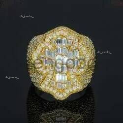 Fine jewelry iced out hip hop cuban gold plated sterling sier vvs moissanite dia ring for men