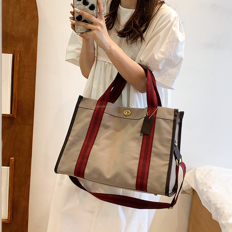 2025 New Women's Shoulder Bag Designer Slant Canvas Fashion Handbag Large Capacity Contrastive Color Niche Trend Crossbody Bag Casual Shopping Ba